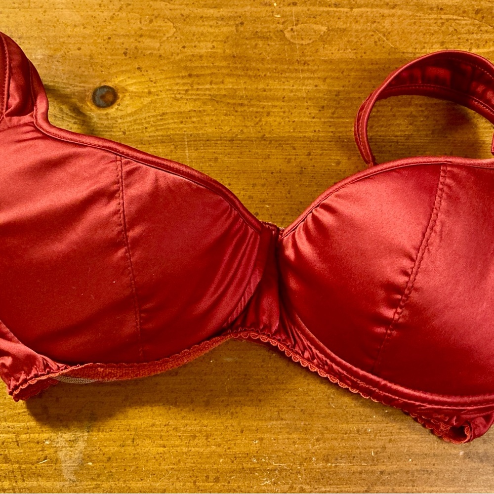 Elegant Red Satin Bra